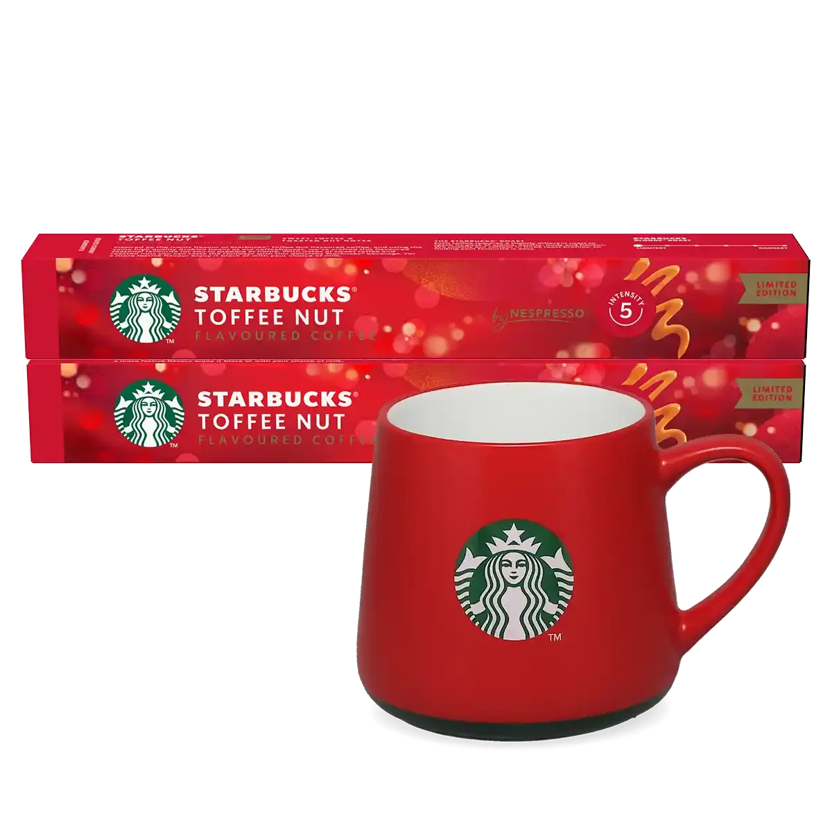 Balíček Toffee Nut + červený hrnček