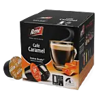 Café René Café Caramel package and pod for Dolce Gusto
