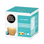 Nescafé Flat White package and capsule for Dolce Gusto